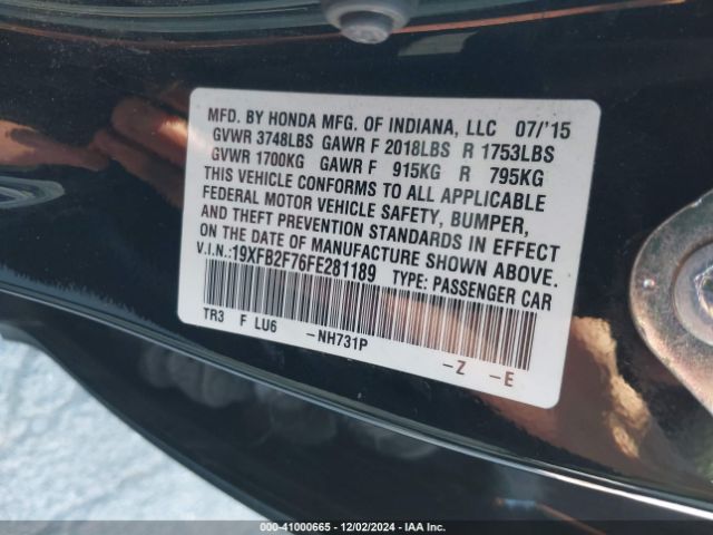 19XFB2F76FE281189 Honda CIVIC SE