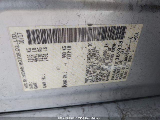 1N4AA6AP1JC365938 Nissan Maxima 3.5 Sv