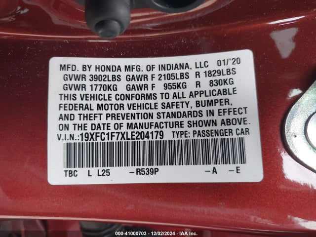 19XFC1F7XLE204179 Honda l15b7
