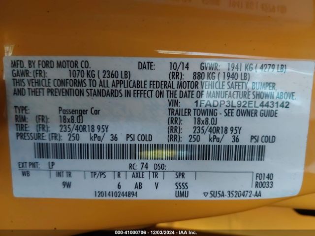 1FADP3L92EL443142 Ford FOCUS ST