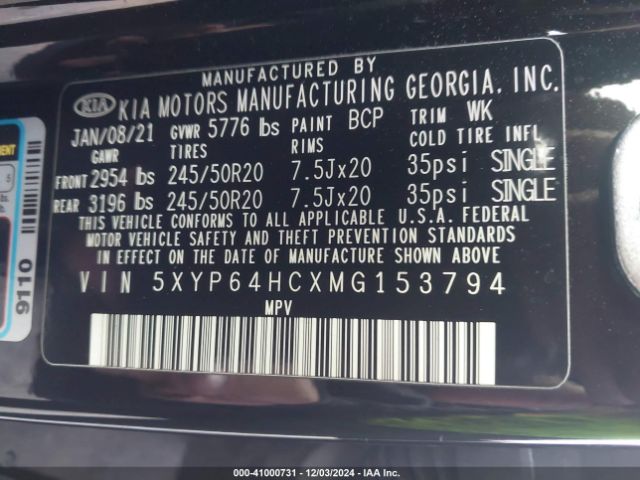 5XYP64HCXMG153794 KIA Telluride S