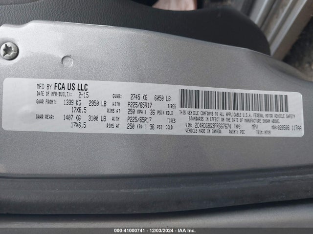Dodge Grand Caravan Se 2015 2C4RDGBG3FR667674 Image 9