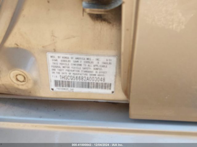 2002 HONDA ACCORD SDN 1HGCG56682A003048 Photo 8
