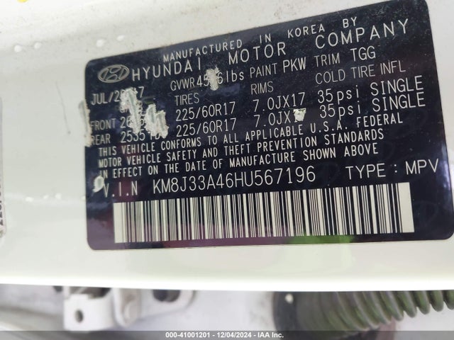 Hyundai TUCSON SE 2017 KM8J33A46HU567196 Image 9