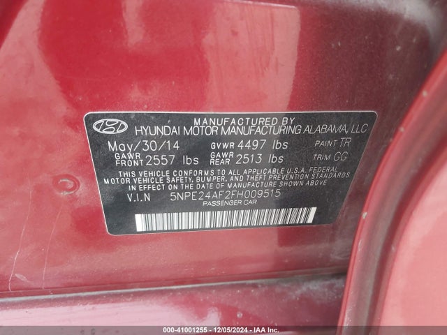 Hyundai SONATA SE 2015 5NPE24AF2FH009515 Image 9