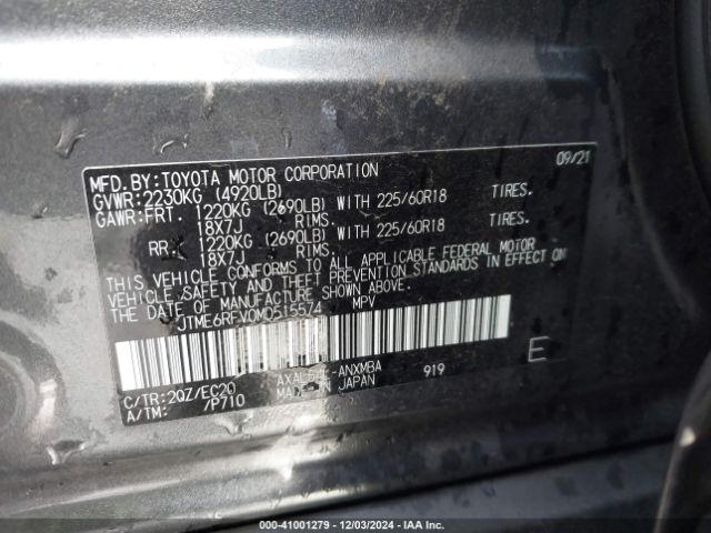 JTME6RFV0MD515574 Toyota a25a-fxs, 3nm+4nm(li)
