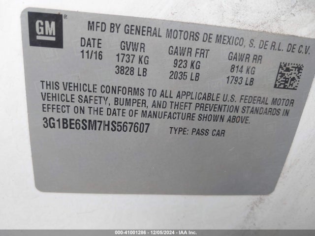Chevrolet Cruze Lt Auto 2017 3G1BE6SM7HS567607 Image 9