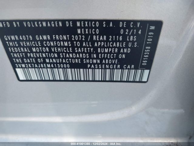 3VW2K7AJ8EM413000 Volkswagen Jetta 2.0l S