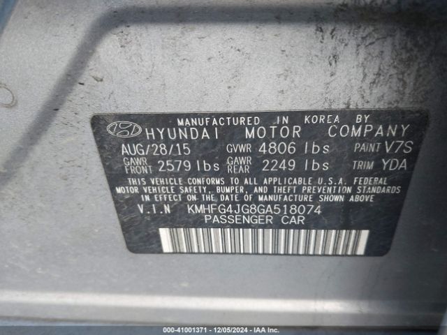 KMHFG4JG8GA518074 Hyundai Azera