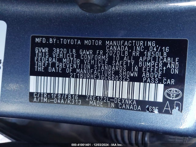 Toyota Corolla Le Plus 2016 2T1BURHE3GC660325 Image 9