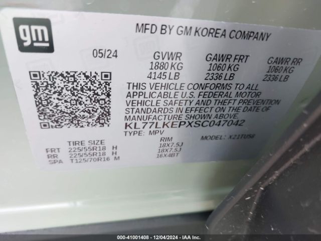 KL77LKEPXSC047042 Chevrolet Trax Fwd Activ