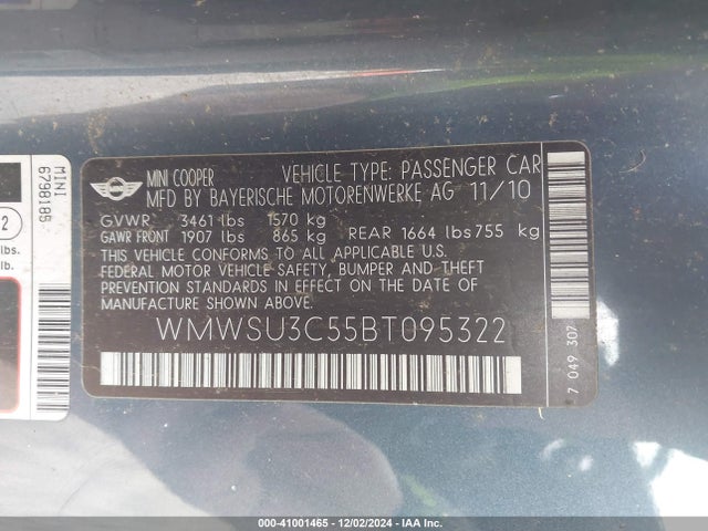 2011 MINI COOPER WMWSU3C55BT095322 Photo 8
