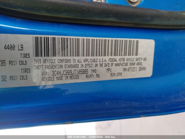 3C4NJCBB9JT105885 Jeep Compass Latitude Fwd