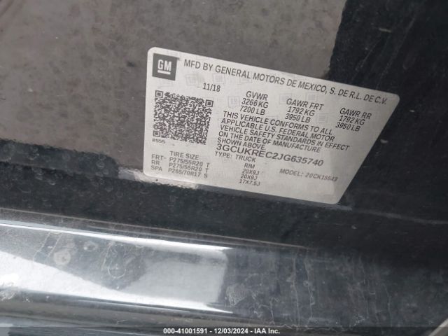 3GCUKREC2JG635740 Chevrolet Silverado 1500 Lt
