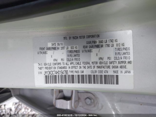 JM1DKDC74H0154766 Mazda Cx-3 Touring