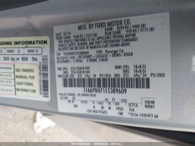 1FA6P0H71E5389609 Ford FUSION SE