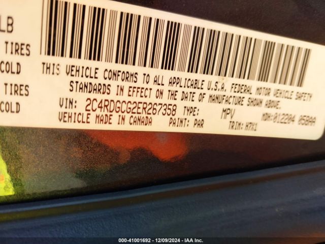 2C4RDGCG2ER267358 Dodge Grand Caravan Sxt