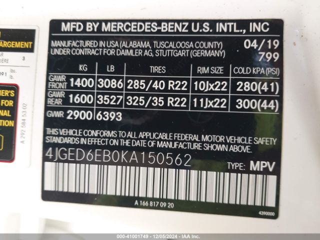 4JGED6EB0KA150562 Mercedes-Benz Amg Gle 43 Coupe 4matic