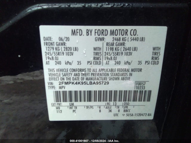 Ford Edge Titanium 2020 2FMPK4K95LBA95729 Image 9