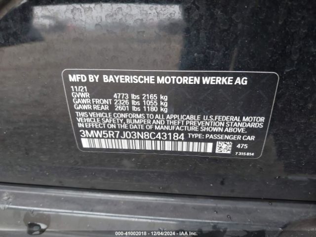 3MW5R7J03N8C43184 BMW 330i Xdrive