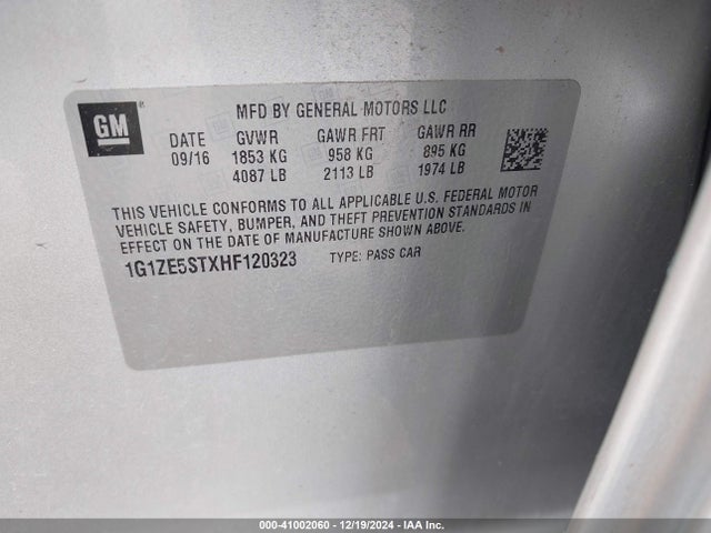 Chevrolet MALIBU 1LT 2017 1G1ZE5STXHF120323 Image 9