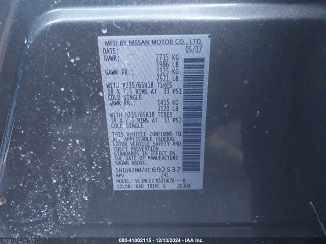 Nissan Pathfinder Sv 2017 5N1DR2MM7HC692537 Image 9