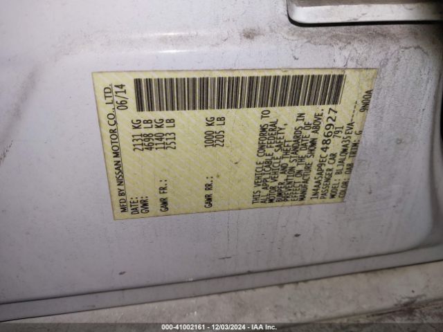 1N4AA5AP9EC486927 Nissan Maxima 3.5 S/3.5 Sv