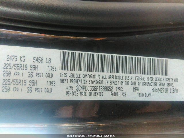 3C4PDCGG8FT698652 Dodge Journey Crossroad