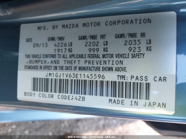 JM1GJ1V63E1145596 Mazda Mazda6 I Touring