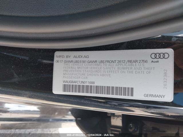 WAUG8AFC7JN011688 Audi A6 2.0t Premium