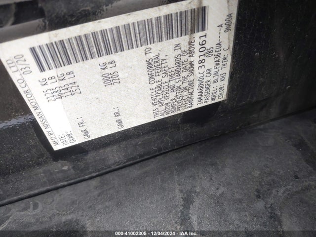 Nissan Maxima Sl Xtronic Cvt 2020 1N4AA6DV0LC381061 Image 9