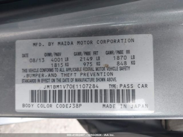 JM1BM1V70E1107284 Mazda Mazda3 I Touring