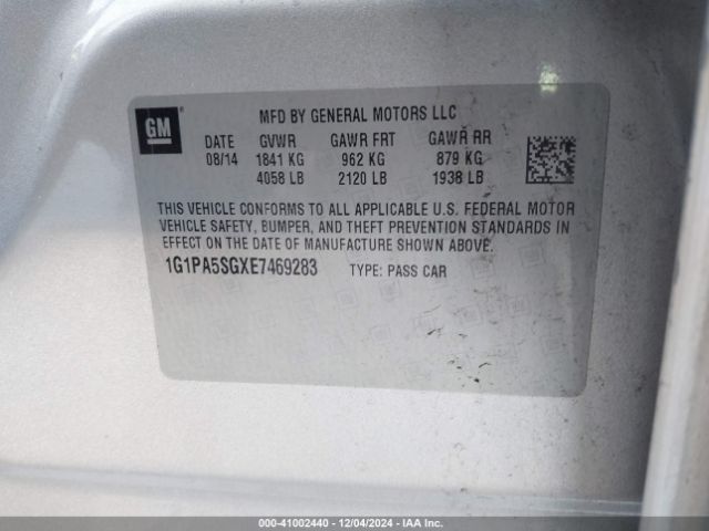 1G1PA5SGXE7469283 Chevrolet Cruze Ls Auto