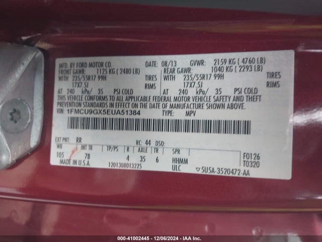 Ford ESCAPE SE 2014 1FMCU9GX5EUA51384 Image 9