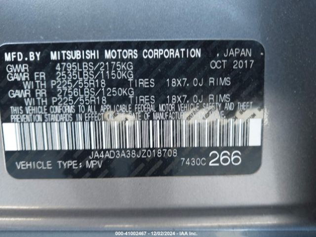 JA4AD3A38JZ018708 Mitsubishi Outlander Le