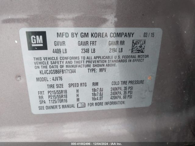 KL4CJGSB6FB171344 Buick Encore Leather