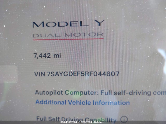 Tesla Model Y Performance Dual Motor All-wheel Drive 2024 7SAYGDEF5RF044807 Image 15