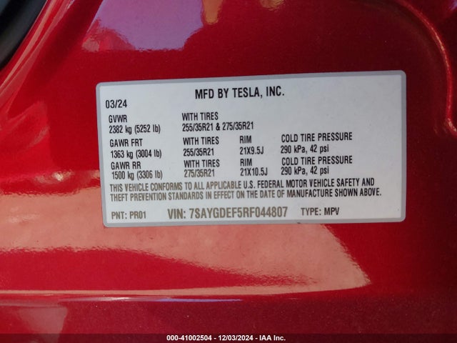 2024 TESLA MODEL Y 7SAYGDEF5RF044807 Photo 8