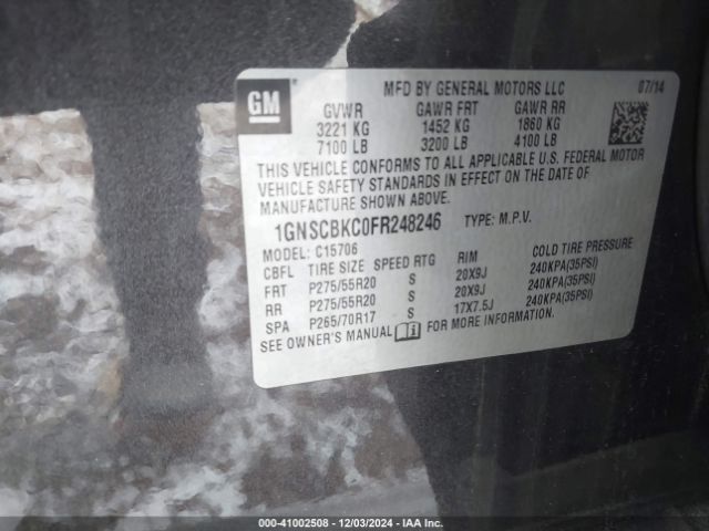 1GNSCBKC0FR248246 Chevrolet Tahoe Lt