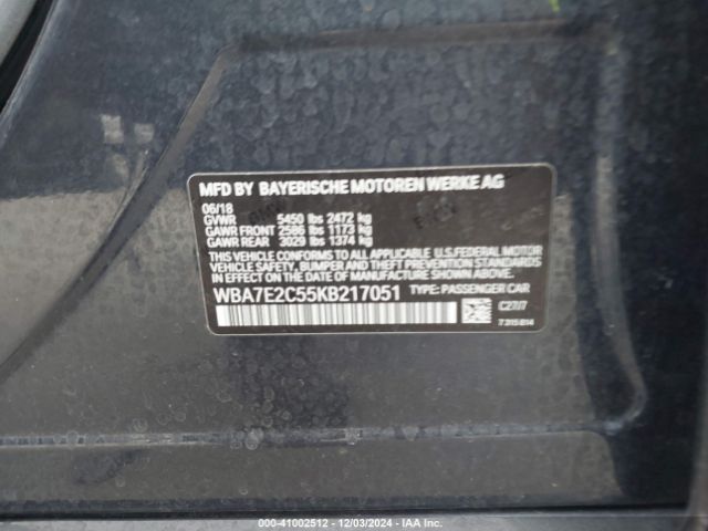WBA7E2C55KB217051 BMW 740I