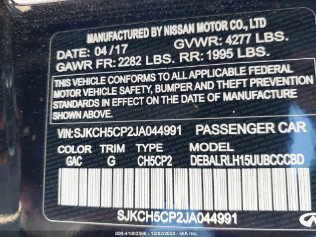 SJKCH5CP2JA044991 Infiniti Qx30 Premium