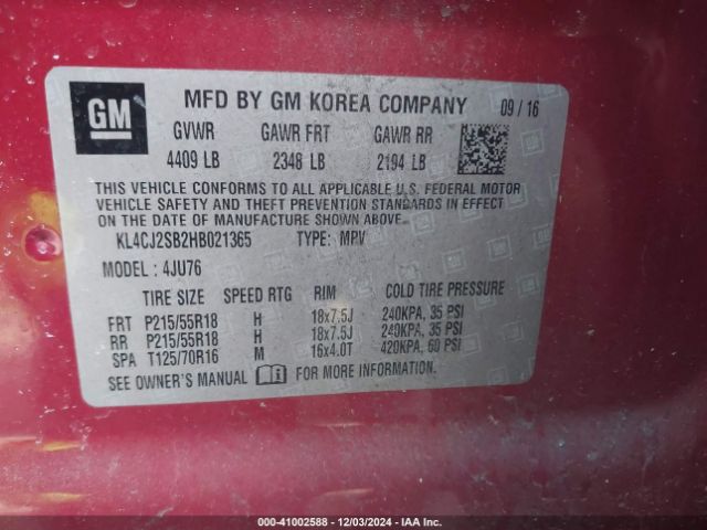 KL4CJ2SB2HB021365 Buick Encore Sport Touring