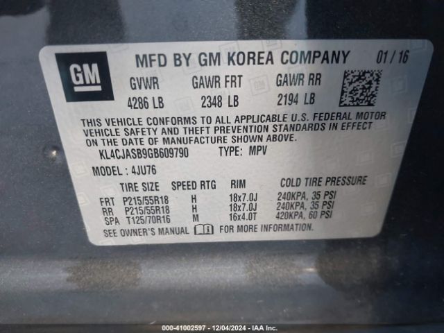 KL4CJASB9GB609790 Buick Encore