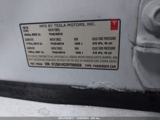 5YJSA1H23FF086058 Tesla Model S 70d/85d/p85d
