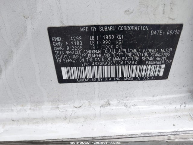4S3GKAB67L3610884 Subaru IMPREZA SEDAN