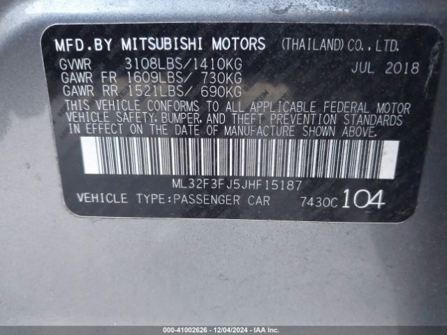 2018 MITSUBISHI MIRAGE G4 ML32F3FJ5JHF15187 Photo 8