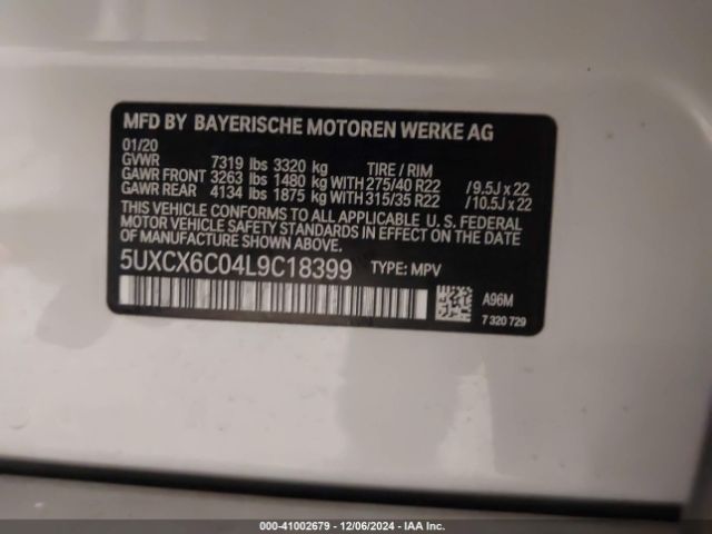5UXCX6C04L9C18399 BMW X7 M50i