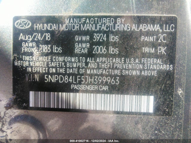 Hyundai Elantra Value Edition 2018 5NPD84LF5JH399963 Image 9