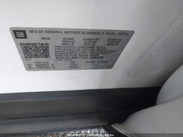 3GKALMEV1KL166156 GMC Terrain Sle