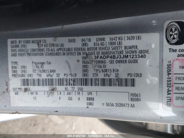 Ford FIESTA SE 2018 3FADP4BJ3JM123340 Image 9